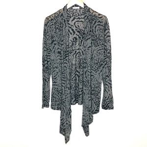 Allen Allen Gray Black Animal Print Cardigan Sweater One Size Long Sleeve